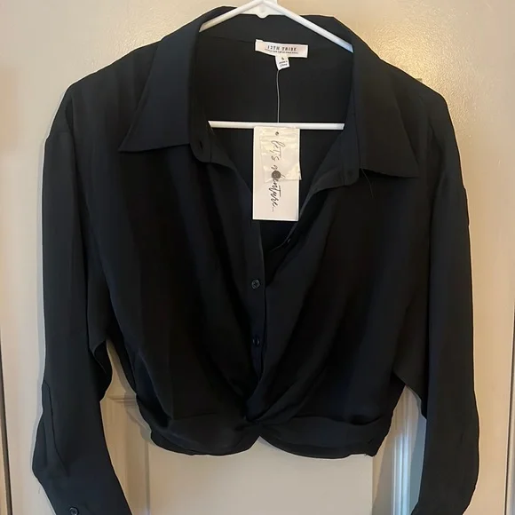 12th tribe Mindless Black Button Up Top - Picture 2 of 4